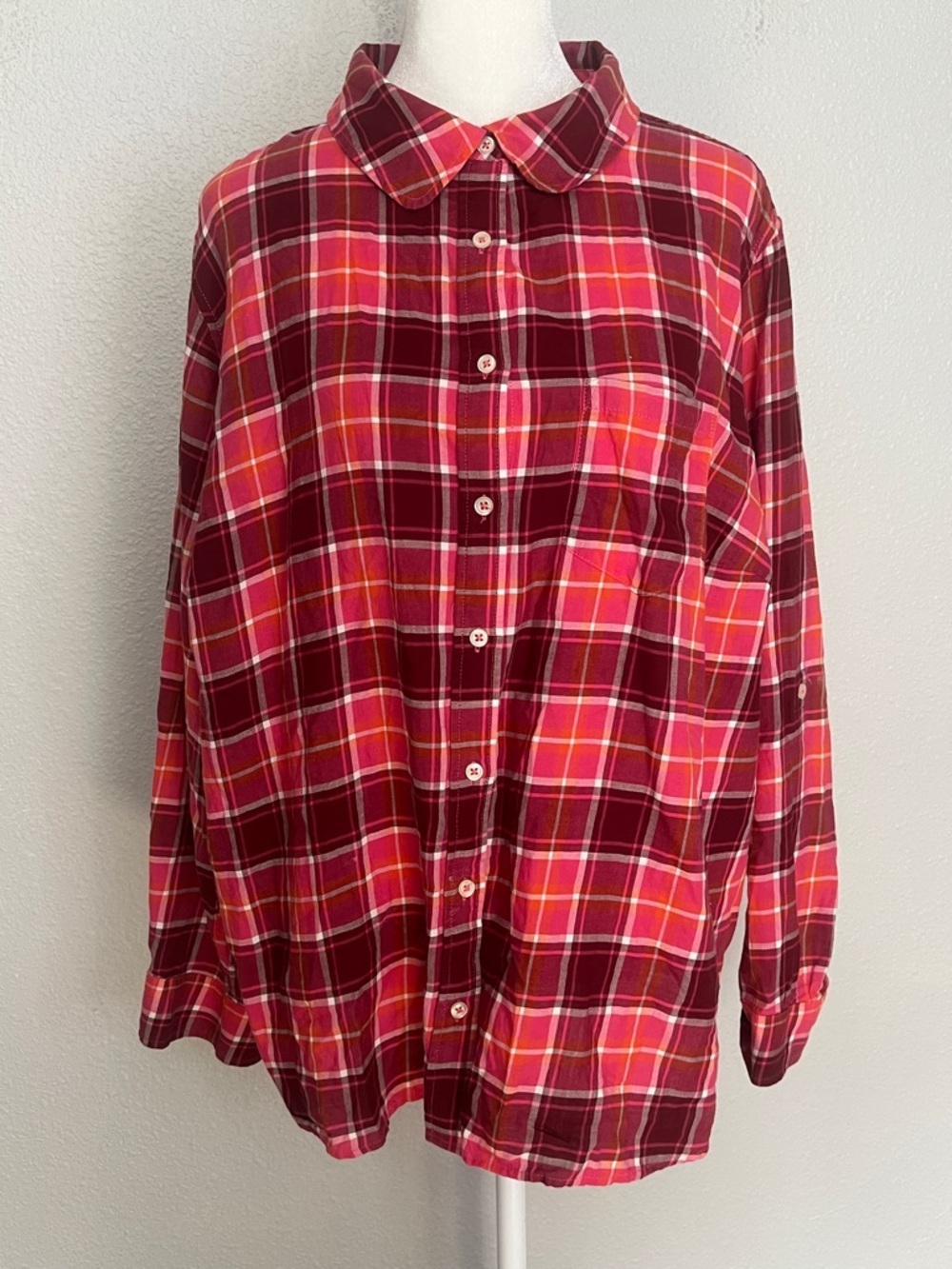 Talbots Button Down Shirt Red Plaid Size 2X Petite